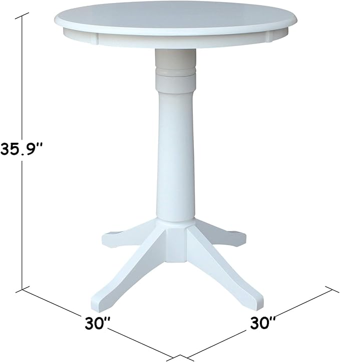 International Concepts 30" Round Top Pedestal Table-34.9" H, White