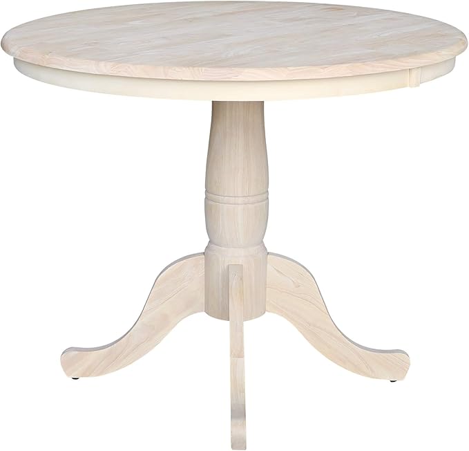 36" Round Top Pedestal Dining Table, 29.1" High, Unfinished
