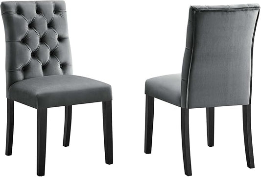 Modway Duchess Performance Velvet Set of 2 Dining Chair, Gray