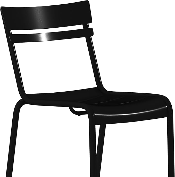 Flash Furniture Nash Commercial Grade Steel Stack Chair, Indoor-Outdoor Armless Chair with 2 Slat Back, Black