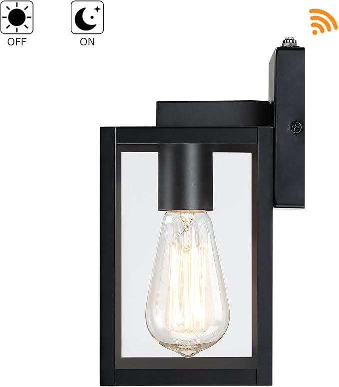 9 Inch Outdoor Wall Light Dusk to Dawn,2 Pack Outdoor Lanterns for Porch,Small Outdoor Sconce Lights with Sensor,Photocell Wall Lantern for Porch Patio Garage Outdoor Lighting