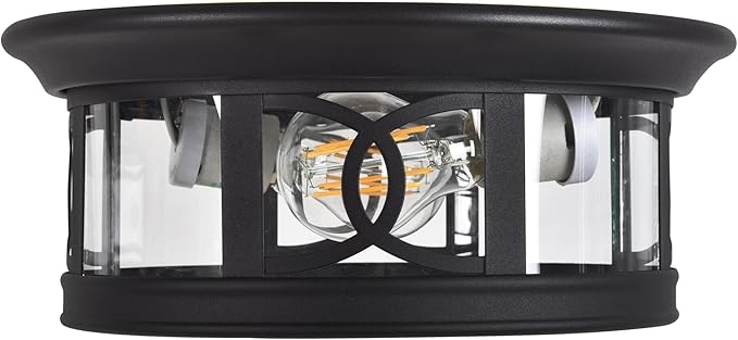 Design House 589002-BLK Summit Traditional Outdoor/Indoor Dimmable Ceiling Light with Clear Glass for Porch Entryway Patio Hallway, Textured Matte Black