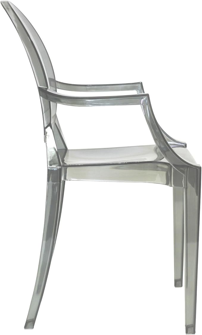Modway Casper Modern Acrylic Stacking Two Dining Armchairs in Smoke