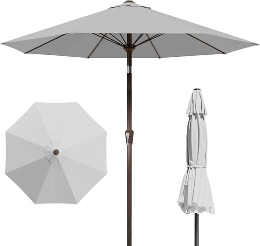 PatioKingdom Auto-Tilt 9FT Patio Umbrella Outdoor with 8 Sturdy Fiberglass Ribs,Market Table Umbrella for Pool,Backyard,Deck and Garden