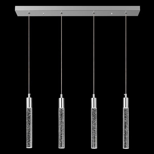 Kitchen Island Lighting Modern Light Fixture Chrome Pendant Light Dimmable LED Chrome Finish Mini Crystal Pendant Lights for Dining Room Living Room（4-Light）