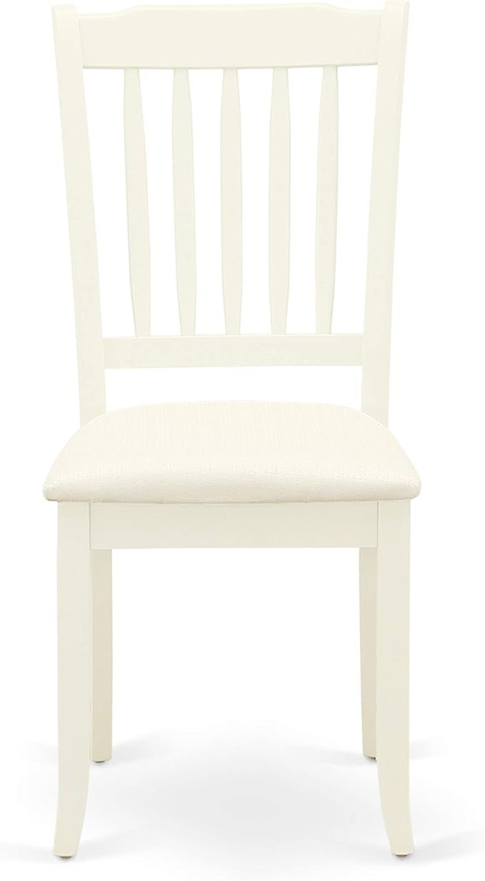 East West Furniture DAC-LWH-C Danbury Dining Room Chairs - Linen Fabric Upholstered Wooden Chairs, Set of 2, Linen White