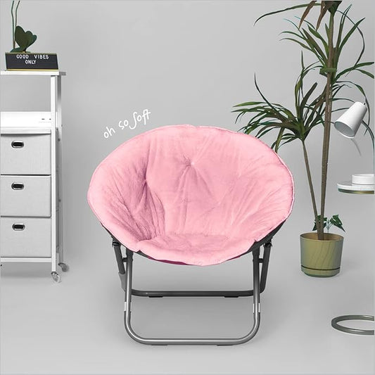 Urban Lifestyle Faux Fur Saucer Chair, Light Pink