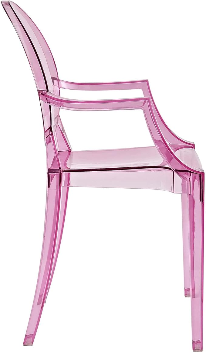 Modway Casper Modern Acrylic Stacking, Two Dining Armchairs, Pink