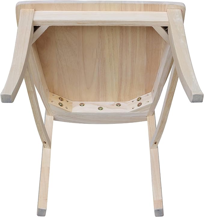 IC International Concepts, Set of Two Verona Dining Chairs, Unfinished, 225lbs wt capacity, Solid Real Wood, Sturdy Parawood, DIY, Paint/Stain Ready, Unfinished