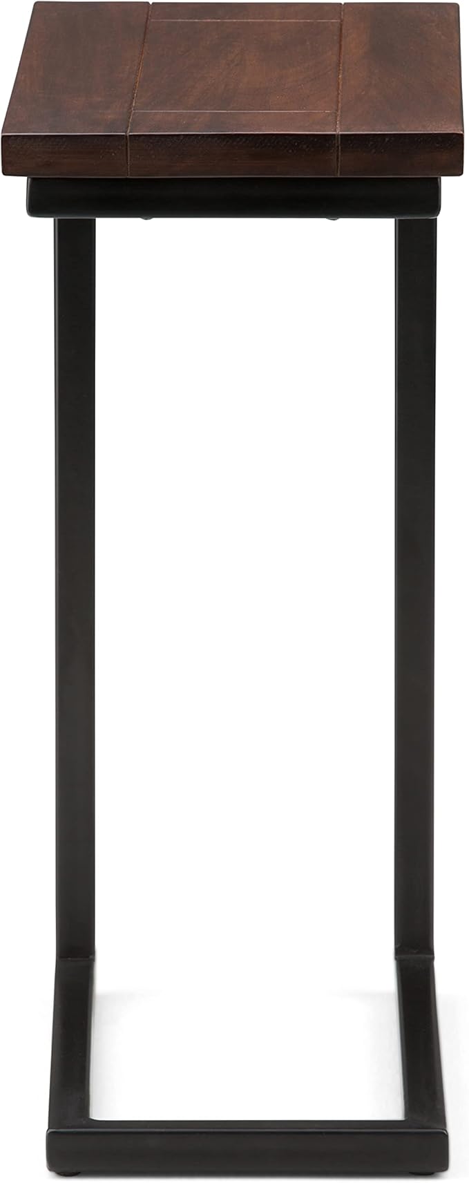 SIMPLIHOME Skyler C-Side Table - 18" Wide x 24" High Solid Mango Wood and Metal Slide-Under Table in Dark Cognac Brown, Industrial Accent Table or End Table for Living Room with Open Frame, Assembled