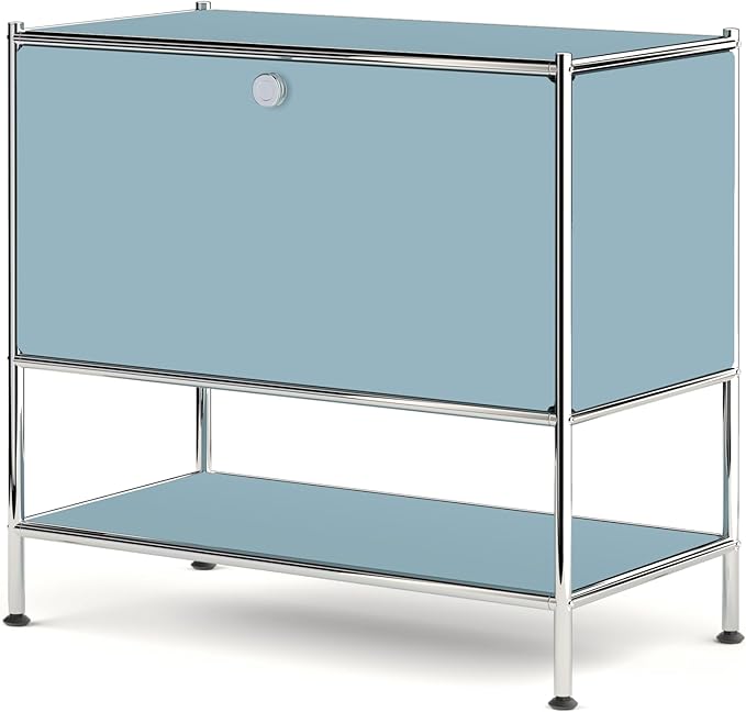 Metal Sidetable with Flap Door, 27.5" Height - DIY Modern Furnishing for Home, Office, Foyer, Bedroom - Night Stand, Book Shelf, Bookshelf, Cube Storage Organizer, Bedside Table (Blue)