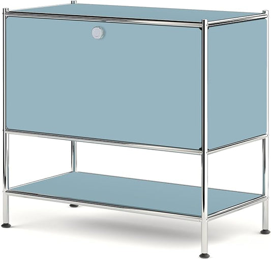 Metal Sidetable with Flap Door, 27.5" Height - DIY Modern Furnishing for Home, Office, Foyer, Bedroom - Night Stand, Book Shelf, Bookshelf, Cube Storage Organizer, Bedside Table (Blue)