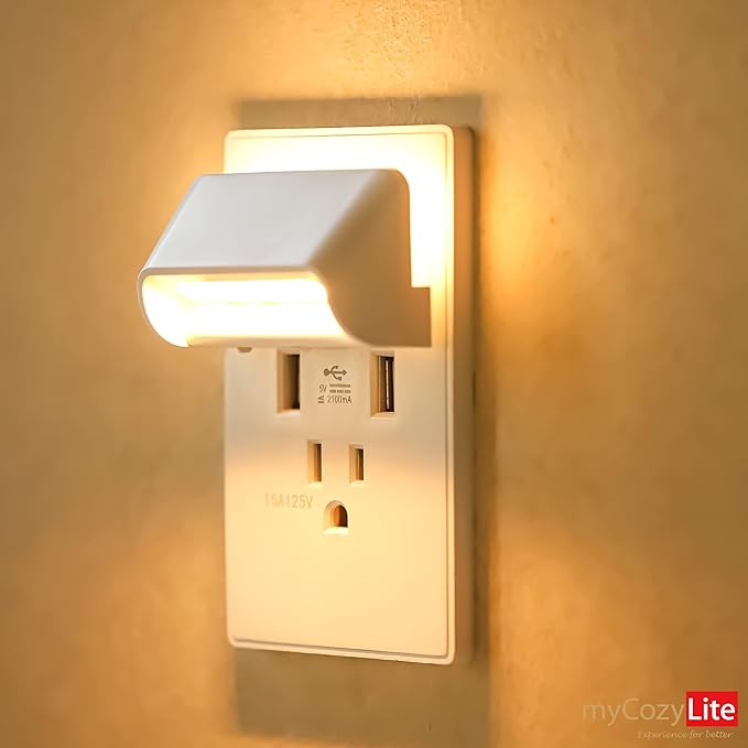 Night light Dimmable, Dual Lighting Mode, Adjustable Brightness with Switch, Smart Dusk to Dawn Sensor, Sleep Light, LED Night Light Plug in for Bedroom, Bathroom, Kitchen, Hallway, Stairway, 2 Pack