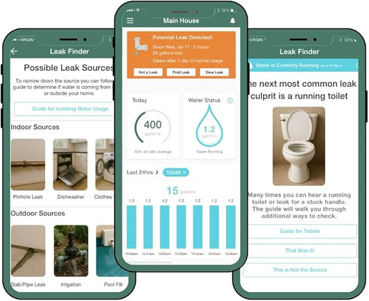 Flume 2X Smart Home Water Monitor and Leak Detector (Newest Model) – Real-Time Water Usage Tracking, Indoor/Outdoor Leak Alerts, Irrigation & Sprinkler Monitoring, Easy No-Plumbing Installation
