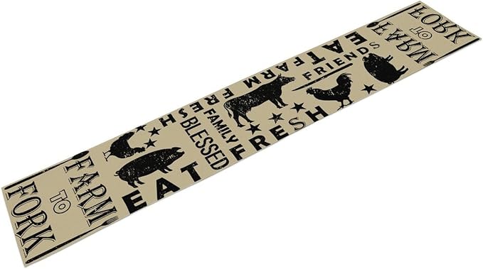 Western Rural Farm Table Runner Retro Table Decor Cattle Chicken Pig Kitchen Dining Table Decoration for Living Room Holiday Outdoor Home Party 13x108in