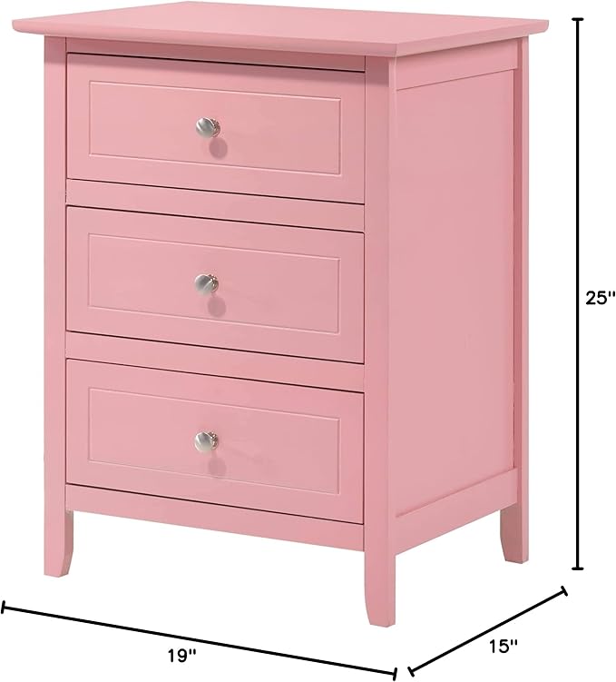 Glory Furniture Daniel 3 Drawer Nightstand in Yellow