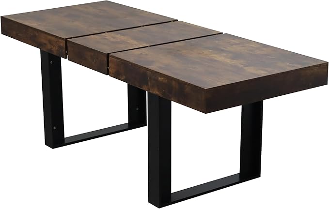 KEIKI 62.99'' to 78.7'' Extendable Dining Table, Modern Farmhouse Expandable Kitchen Table for 6-10 People, Large Wooden Conference Table