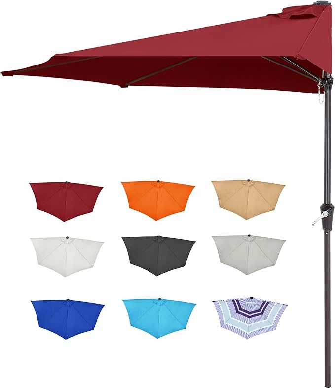 ABCCANOPY Patio Umbrella 11FT - Outdoor Half Umbrellas for Patio, Backyard, Garden, Deck (Wine Red)