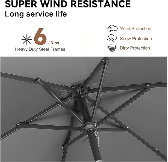 7.5FT Outdoor Patio Umbrella - Table Umbrella Waterprool UV Protection, Sombrillas de Patio with Push Button Tilt, Sun Umbrella for Pool, Porch, Garden, Deck, Backyard (Anthracite)