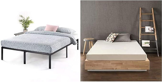 Best Price Mattress 14 Inch Metal Platform Beds w/Heavy Duty Steel Slat Mattress Foundation (No Box Spring Needed), & 6 Inch Memory Foam Mattress Queen