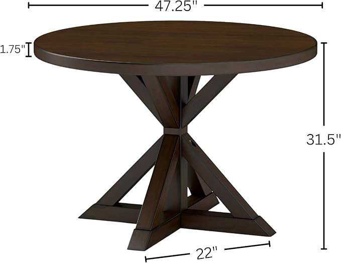 Roundhill Furniture Windvale Cross-Buck Base Dining Table, Espresso