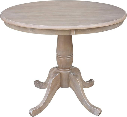 International Concepts 36" Round Top Pedestal Table-28.9" H, Washed Gray Taupe