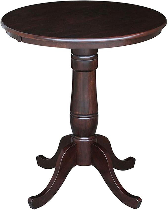 International Concepts 30" Round Wood Counter Height Dining Table in Rich Brown
