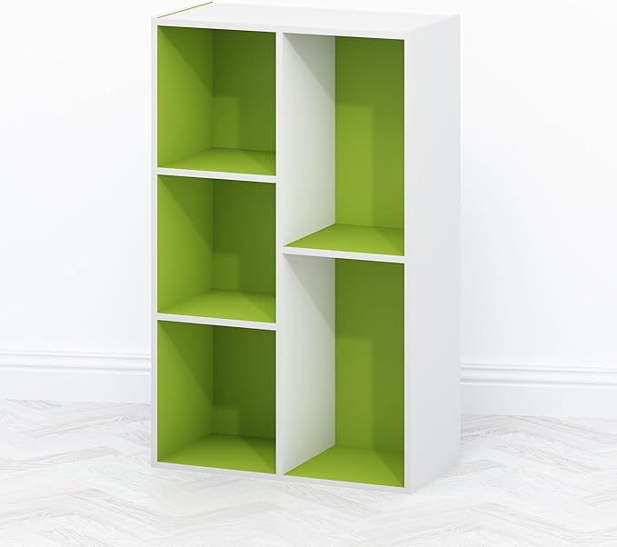 Furinno TOMI TV Stand, 5-Cube Entertainment Center with Open Shelf, Reversible TV Console, for Living Room, Bedroom, Home Office, Green
