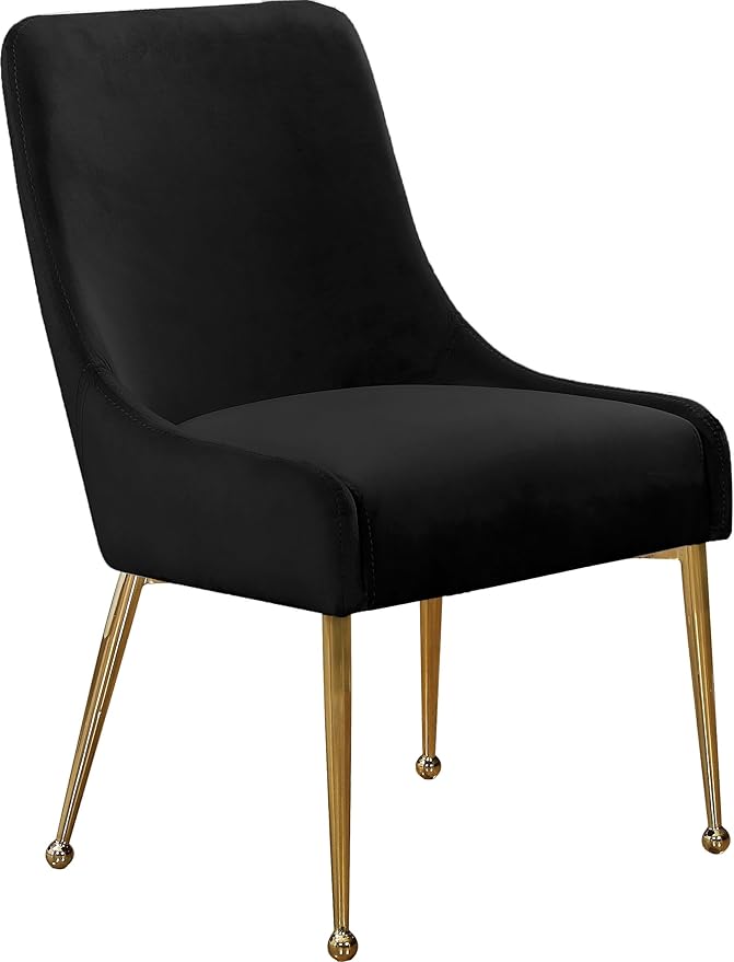 Meridian Furniture Owen 19.5" H Velvet Dining Chair in Black (Set of 2)