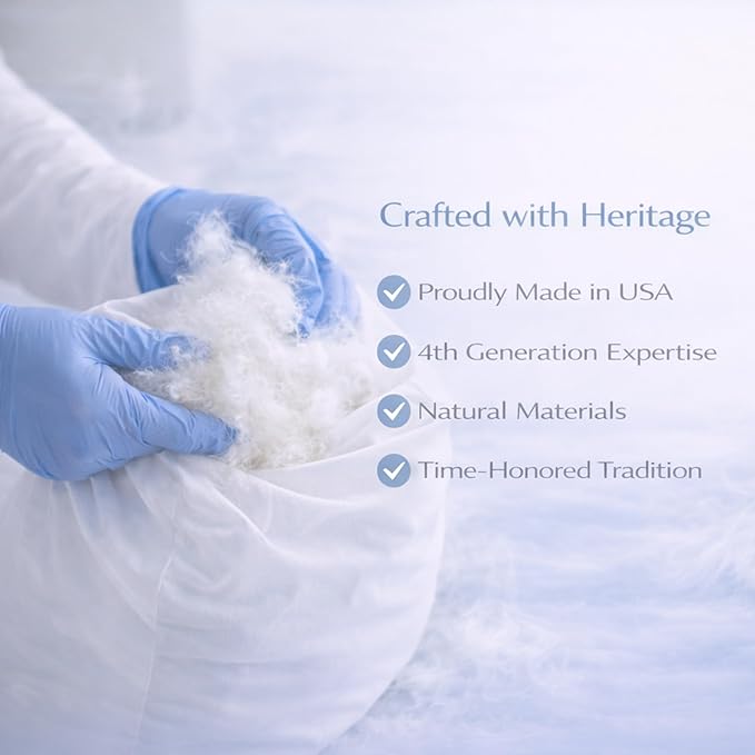 Continental Bedding Harmony White Goose Down Pillow 550 Fill Power Firm Loft 100% Cotton 300 Thread Count Shell King Size 1 Pack Made in USA