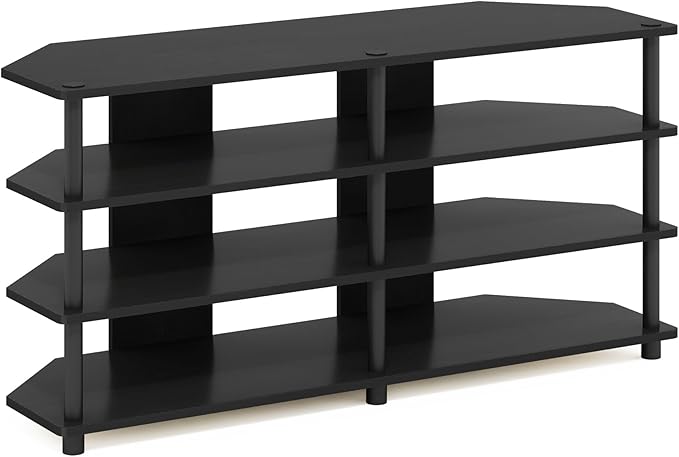 Furinno ECON TV Stand, 4-Tier Corner Entertainment Center, TV Console for TV up to 55 Inch, Easy Assembly, for Living Room, Bedroom, Blackwood