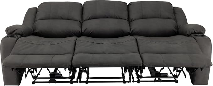 RecPro Charles Powered Triple RV Wall Hugger Recliner | Drop Down Console | RV Furniture with Upgraded 2023 Fabric (Gunmetal, 80")