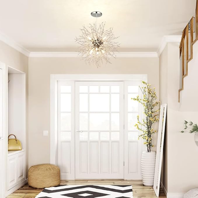Depuley Modern Crystal Chandeliers, Dandelion Firework Chandelier, 8-Light Pendant Light fixtures, Sputnik Pendant Lighting for Living Room, Bedroom, Dining Room, Kitchen, Stairwell, G9 Bulbs