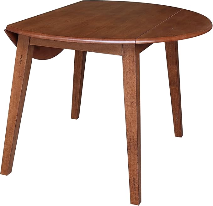 IC INTERNATIONAL CONCEPTS 42" Round Solid Wood Dual Drop Leaf Table in Distressed Oak