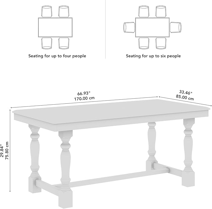 Bush Home Rectangular Dining Table, 67 inch Squire Trestle, Farmhouse Decor, Sterling Collection, Light Brown
