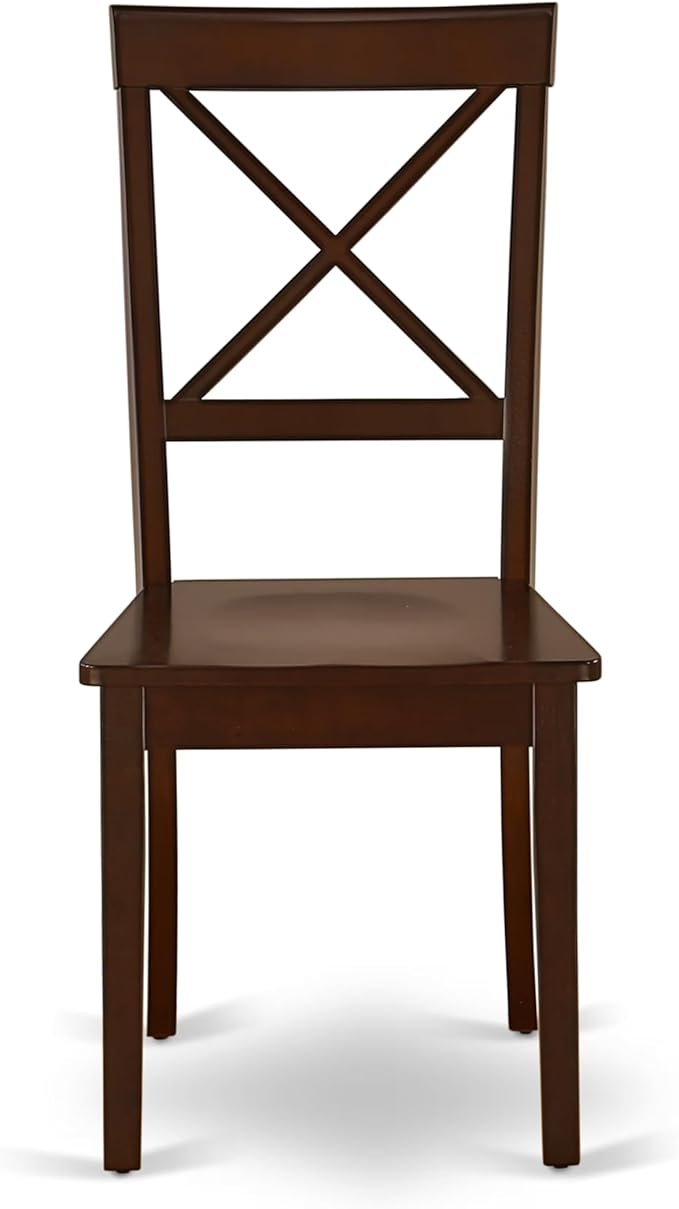 East West Furniture ANBO3-MAH-W 3 Piece Dining Set Contains a Round Kitchen Table with Pedestal and 2 Dining Chairs, 36x36 Inch, Mahogany