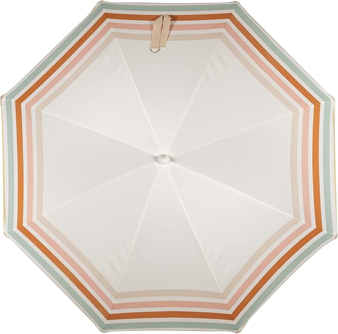 BEACH STATE Summerland 6.5 Feet Beach Umbrella with Fringe - Patio Umbrella - Outdoor Umbrella - UV50+ Sun Protection