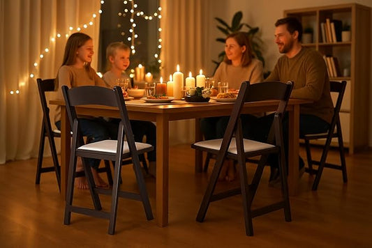 BTEXPERT Resin Folding Chair Vinyl Padded Seat Indoor Outdoor Lightweight Set for Home Event Party Picnic Kitchen Dining Church School Weddings Set of 2 Brown