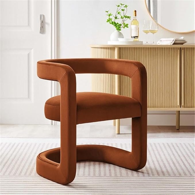 Modway Winslow Stain-Resistant Performance Velvet Accent Chair in [Color]- Open Back Barrel Armchair - Versatile Upholstered Dining Chair - Cozy Reading Chair