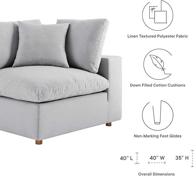Modway Commix Down-Filled Overstuffed Upholstered 7-Piece Sectional Sofa