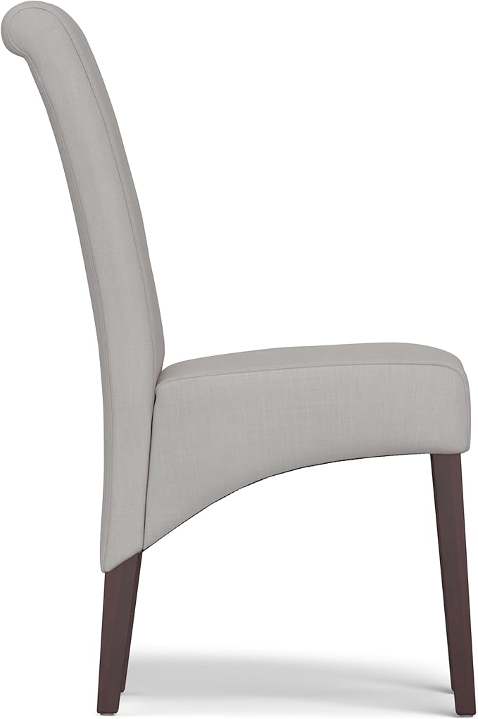 SIMPLIHOME Avalon Dining Chairs - Upholstered Solid Hardwood and Linen-Style Fabric Parsons Chair Set in Light Beige, Contemporary Dining Room Seating with Curved Back and Cushioned Seat (Set of 2)