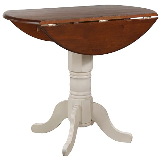 Sunset Trading Andrews Dining Table, Antique white with distressed chestnut top