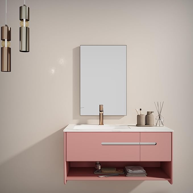 VocalStar Black Metal Framed Bathroom Mirror for Wall, 24 x 36 Inch Square Corner Rectangle Black Bathroom Vanity Mirror Modern Farmhouse, 1/4-inch Shatterproof Glass | Ultra-Flush Hanging