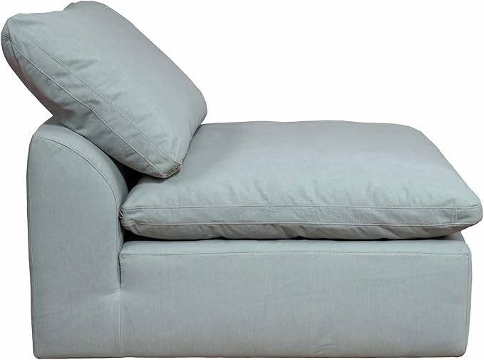 Sunset Trading Contemporary Puff Collection 6PC 132" Slipcovered Modular U-Shaped Pit Sectional Sofa| Down Filled Chaise Lounge Couch Stain-Proof Water-Resistant Washable Performance Fabric Ocean Blue