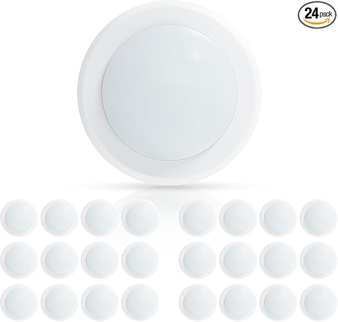 ECOELER 24 Pack 5/6" LED Disk Light, Dimmable Led Flush Mount Ceiling Light, 16.5W, 2700K Soft White, Installs into Junction Box or Recessed Can, ETL Listed