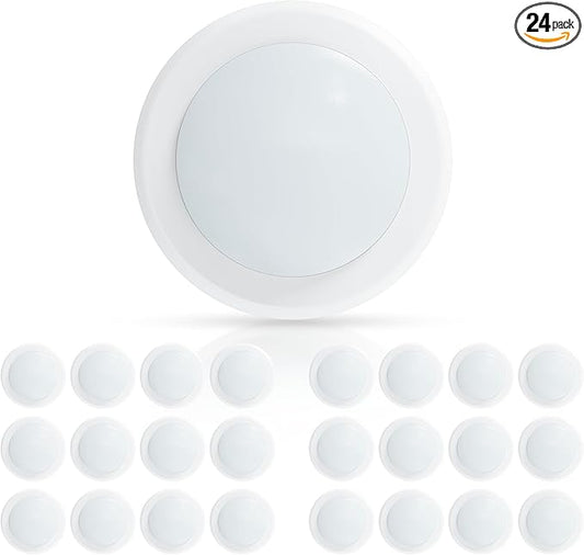 ECOELER 6" LED Disk Lights, Dimmable Flush Mount Ceiling/Recessed Disc Downlight, 16.5W 1000Lm, 6000K Bright White, Low Profile Surface Mount Can Light for Closet, Office, Garage, ETL Listed, 24 Pack