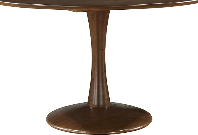 Meridian Furniture 915Brown-T Holly Collection Mid-Century Modern Dining Table with Rich Brown Finish, Solid Wood, Oak Veneer, 48" W x 48" D x 30" H, Brown