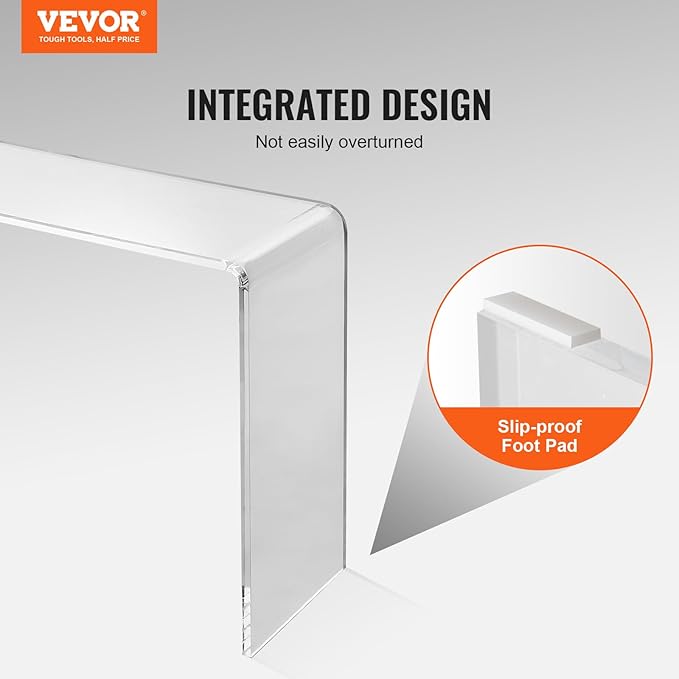 VEVOR Clear Acrylic Console Table, Sleek Transparent Acrylic End Table, Versatile Acrylic Side Table 37.95x15x29.13 inch, Ideal for Entryway, Lounge, or Dining Area