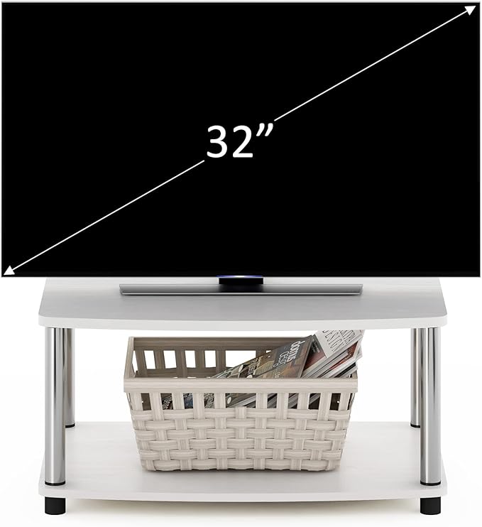 Furinno Turn-N-Tube Printer Stand with Storage, 2-Tier Printer Table, Under Desk Printer Stand, for CPU, Office Supplies, Home Office, White Oak