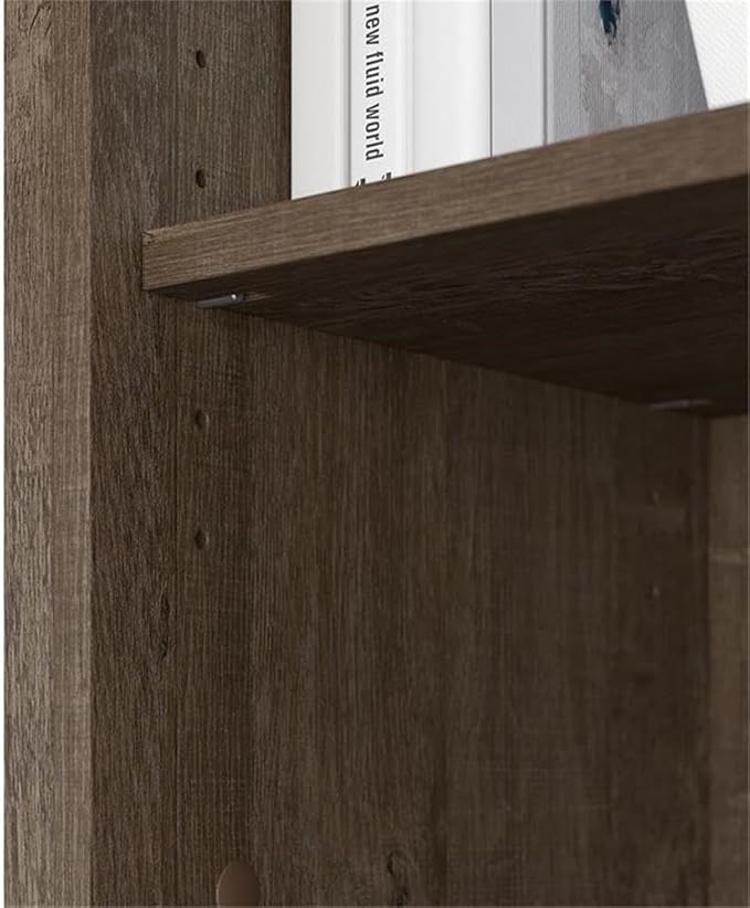 Bush Home Salinas Tall 5 Shelf Bookcase - Set of 2 in Ash Brown, Vertical Office Storage, Bookshelves for Home Workspace, Multi-Purpose Shelving Units